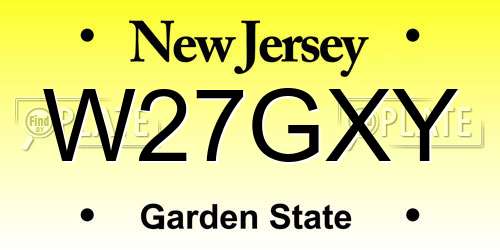 W27GXY New Jersey License Plate