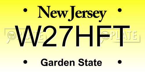 W27HFT New Jersey License Plate