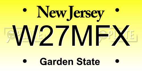 W27MFX New Jersey License Plate