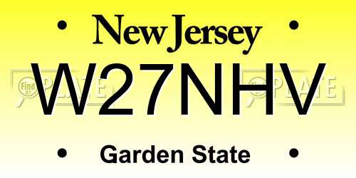 W27NHV New Jersey License Plate