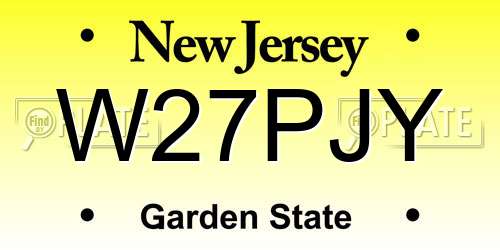 W27PJY New Jersey License Plate