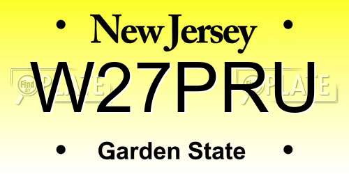 W27PRU New Jersey License Plate