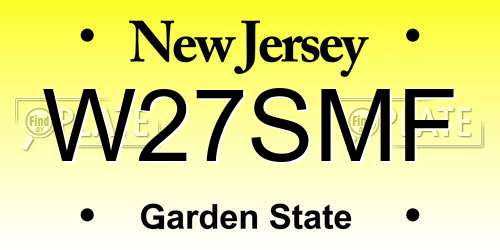 W27SMF New Jersey License Plate
