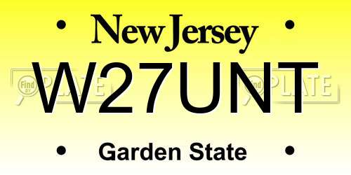 W27UNT New Jersey License Plate