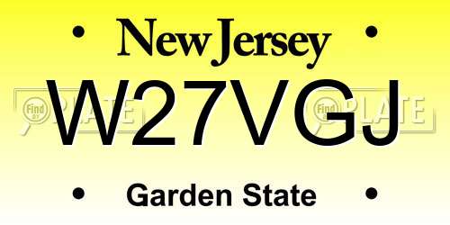 W27VGJ New Jersey License Plate