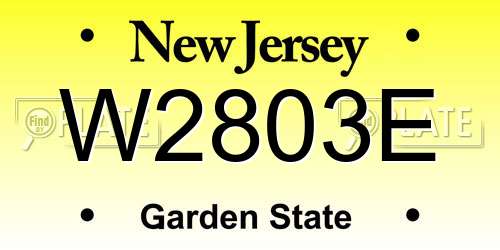 W2803E New Jersey License Plate