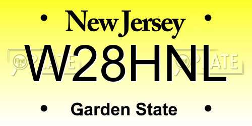 W28HNL New Jersey License Plate