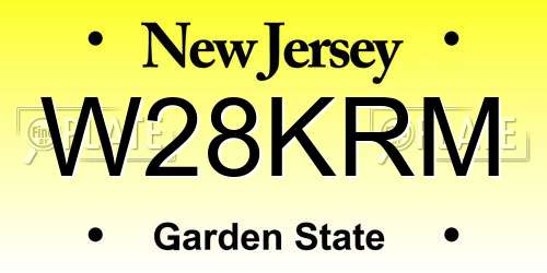 W28KRM New Jersey License Plate