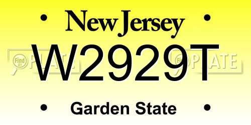 W2929T New Jersey License Plate