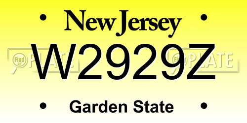 W2929Z New Jersey License Plate