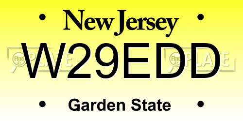 W29EDD New Jersey License Plate