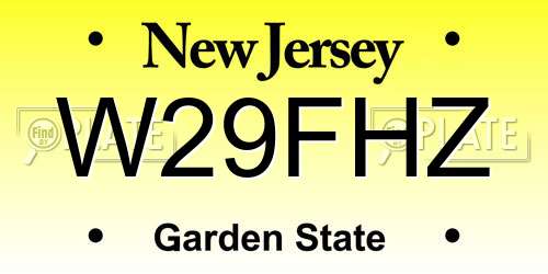 W29FHZ New Jersey License Plate