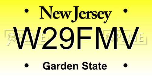 W29FMV New Jersey License Plate