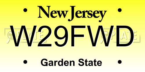 W29FWD New Jersey License Plate