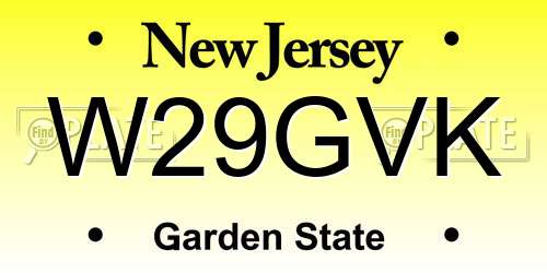 W29GVK New Jersey License Plate