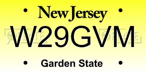 W29GVM New Jersey License Plate