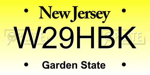 W29HBK New Jersey License Plate
