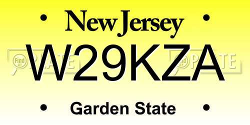 W29KZA New Jersey License Plate