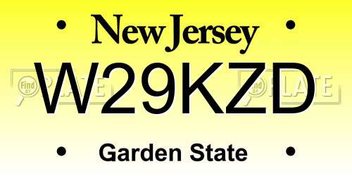 W29KZD New Jersey License Plate