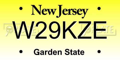 W29KZE New Jersey License Plate