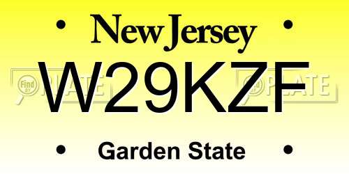 W29KZF New Jersey License Plate