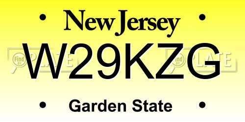 W29KZG New Jersey License Plate