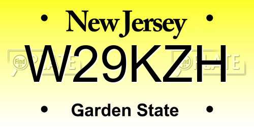 W29KZH New Jersey License Plate