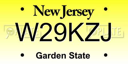 W29KZJ New Jersey License Plate