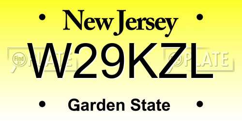 W29KZL New Jersey License Plate