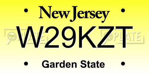 W29KZT New Jersey License Plate