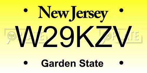 W29KZV New Jersey License Plate