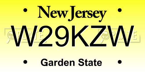 W29KZW New Jersey License Plate