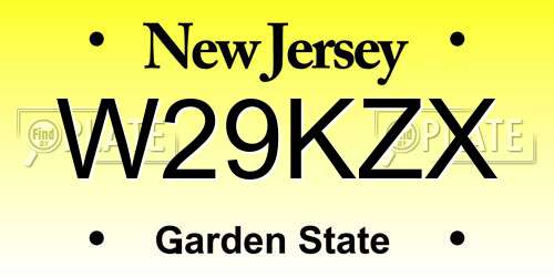 W29KZX New Jersey License Plate