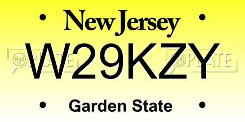 W29KZY New Jersey License Plate