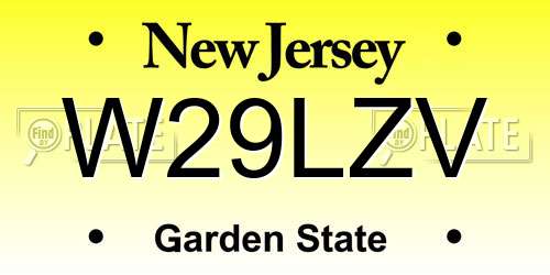 W29LZV New Jersey License Plate