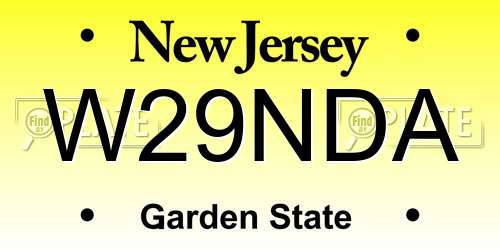 W29NDA New Jersey License Plate