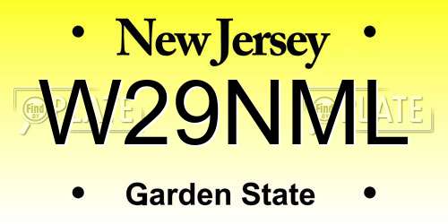 W29NML New Jersey License Plate