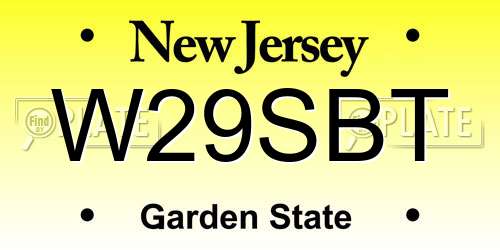 W29SBT New Jersey License Plate