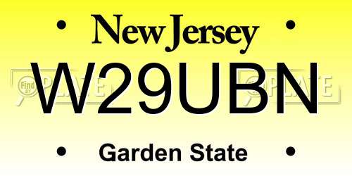 W29UBN New Jersey License Plate