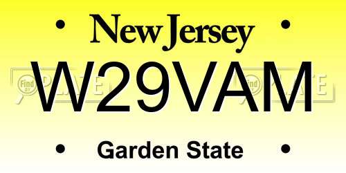 W29VAM New Jersey License Plate