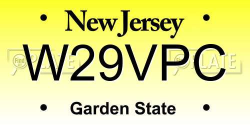 W29VPC New Jersey License Plate