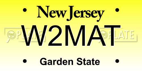 W2MAT New Jersey License Plate