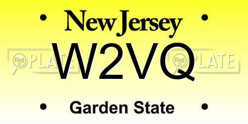 W2VQ New Jersey License Plate