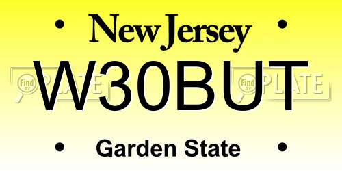 W30BUT New Jersey License Plate