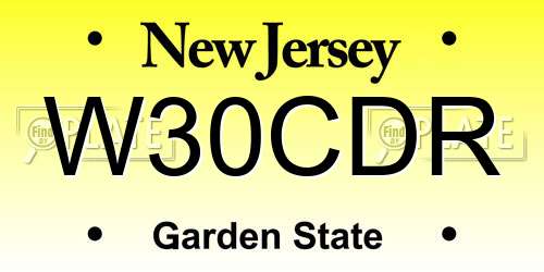 W30CDR New Jersey License Plate
