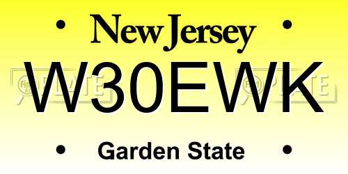 W30EWK New Jersey License Plate