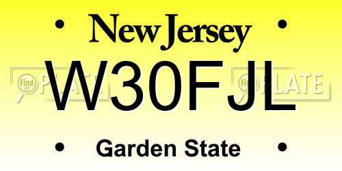 W30FJL New Jersey License Plate