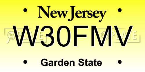 W30FMV New Jersey License Plate