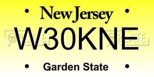 W30KNE New Jersey License Plate
