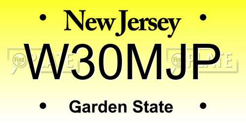 W30MJP New Jersey License Plate